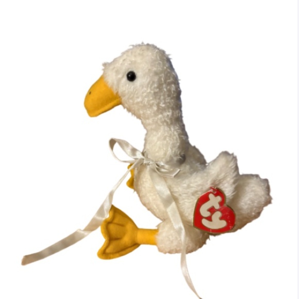Ty Beanie Babies GEORGETTE Goose Attic Treasure 1993 Retired Jointed Red Tag.